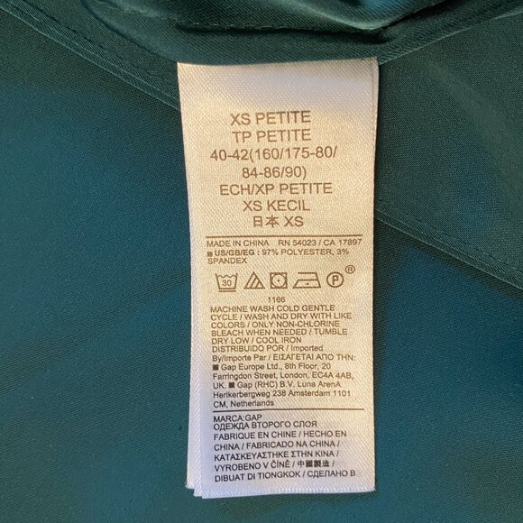 Gap Satin Wrap Sleeveless Cocktail Dress Sz XSP Emerald Green Mini Holiday Party - Picture 10 of 12